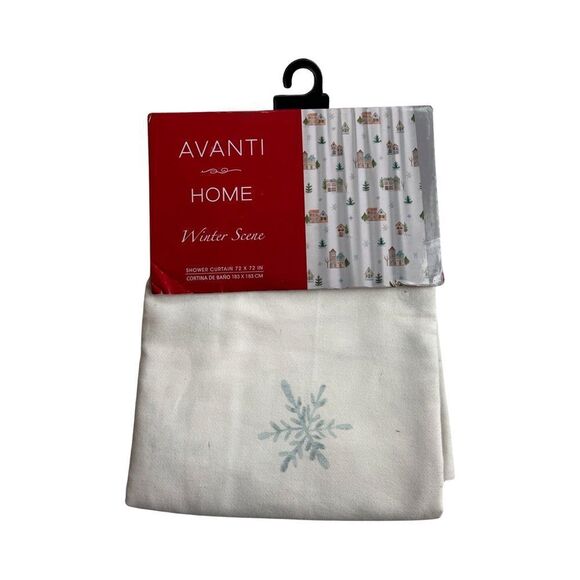 Avanti “Winter Scene” Holiday Town Shower Curtain NWT - Picture 1 of 7
